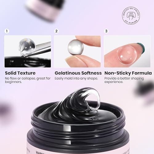 Beetles Solid Builder Gel for Nails, 20g *4 Colors Clear Pink White 3D Sculpting Gel Non-Sticky Hand Carving Nail Glue for 3D Nail Art with 3D Mold Chrome Nail Powder Tools Salon DIY at Home thumbnail 2