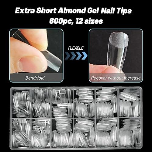 LuckForever 600pc Long Coffin Gel Nail Tips Clear Fake Nail Long Soft Gel Nail Tips Full Cover False Nail Medium Ballerina Gel for Acrylic Nails Extension Press on Nail Making - Long Coffin thumbnail 2