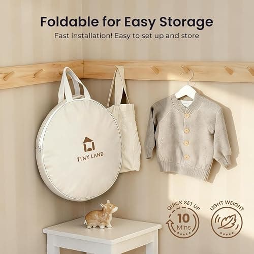 Tiny Land Kids Play Tent – Khaki Castle Tent for Kids Indoor, Neutral Toddler Tent for Girls & Boys, Portable Playhouse for Imaginative Play, Toys Gifts for 2 Year Old Girl & Boy thumbnail 7