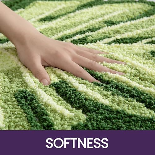 DEXI Leaf Bathroom Rugs Monstera, 23.5x31.5 Tropical Plant Shaped Bath Mat Green, Washable Shower Floor Bathmat Toilet Carpet Non Slip - 2' x 2'7" (Leaf) thumbnail 3