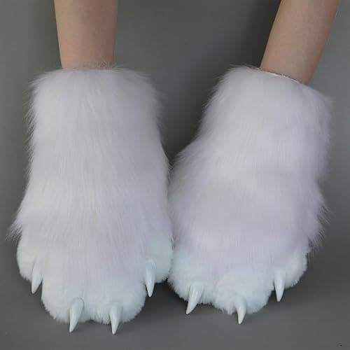 NexinEstic Therian Paws Comfy Furry Paws Faux Fur Fursuit Paws, Therian Stuff Therian Gear, Cat Paw Gloves with Claws Cosplay thumbnail 3
