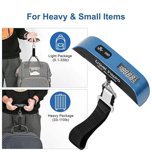 travel inspira Luggage Scale, Portable Digital Hanging Baggage Scale for Travel, Suitcase Weight Scale with Rubber Paint, 110 Pounds, Battery Included - Blue thumbnail 4