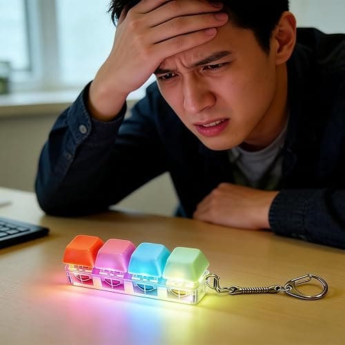 4 Packs Fidget Keyboard Keychain Toy, Keyboard with LED Lights Clicker Fidget Stress Relief Keyboard, Fidget Clicker Gifts for Kids Easter Christmas (Macaron) thumbnail 2