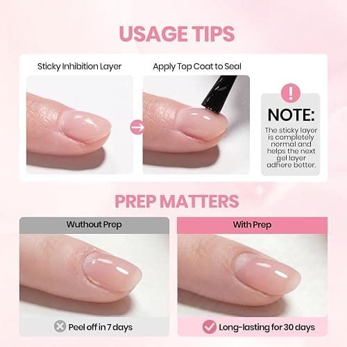 Beetles Builder Gel for Nails, 3 Colors 9 in 1 Nail Extension Sculpting Building, Clear Nude Pink Hard Gel Kit with Base Top Coat for Pros, Gifts for Women, UV & LED Lamp Cured Needed thumbnail 7