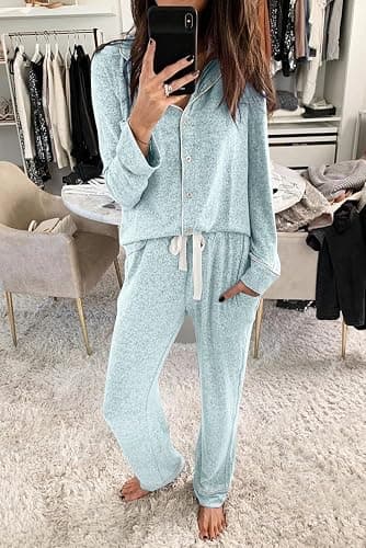 Aamikast Women's Pajama Sets Long Sleeve Button Down Sleepwear Nightwear Soft Pjs Lounge Sets thumbnail 2