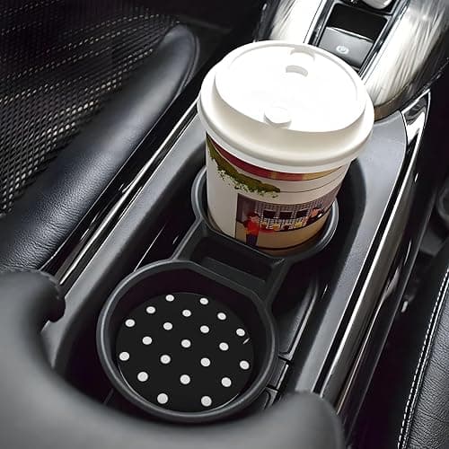 LDHUJDFK 2 PCS Car Coasters Polka Dot Black and White Simple Pattern Vehicle Cup Holder Cork Back & Finger Notch Insert Coaster Suitable for Most Car thumbnail 7