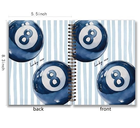 KDHTY Navy Blue Preppy Y2K Spiral Notebook,Preppy Luck 8 Ball Aesthetic Hardcover Notebook for Teen Girls Student Teacher Office School Supplies,Girly Notebook for Teens Girls Back to School,5.5x8.3 thumbnail 3