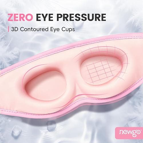 NEWGO 3D Cooling Eye Mask, Weighted Eye Mask for Sleeping, Pink | Hot Cold Therapy Blackout Mask for Puffiness, Dark Circles, Headache, Stress Relief, Travel, and Gift thumbnail 3
