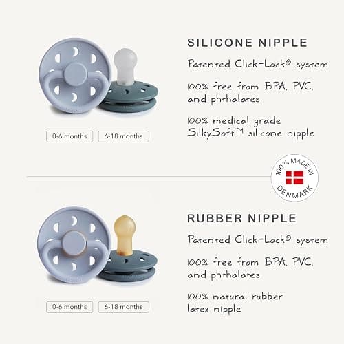 FRIGG Moon Natural Rubber Baby Pacifier | Made in Denmark | BPA-Free (Blush/Powder Blush, 0-6 Months) 2-Pack thumbnail 8