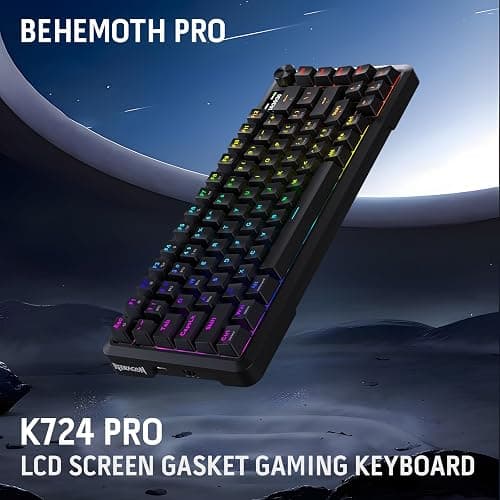 Redragon K724 PRO Wireless Gasket Gaming Keyboard w/Hype Screen & Knob, 81-Key Mechanical Keyboard, Easy-Control 1.14’’ TFT Info Display, 5-Layer Noise Dampening, Custom Linear Switch thumbnail 9
