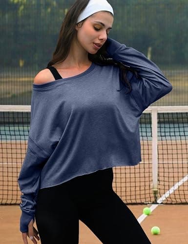 UNIANKIYA Open Back Workout Tops for Women Long Sleeve Cropped Athletic Clothes Gym Running Yoga Low Impact Sports T Shirts thumbnail 3