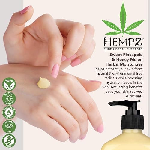 Hempz Sweet Pineapple & Honey Melon Moisturizing Skin Lotion, Body Moisturizer with Jojoba, Natural Extracts, Vitamin A and E, 17 oz, 2 Pack Bundle thumbnail 3