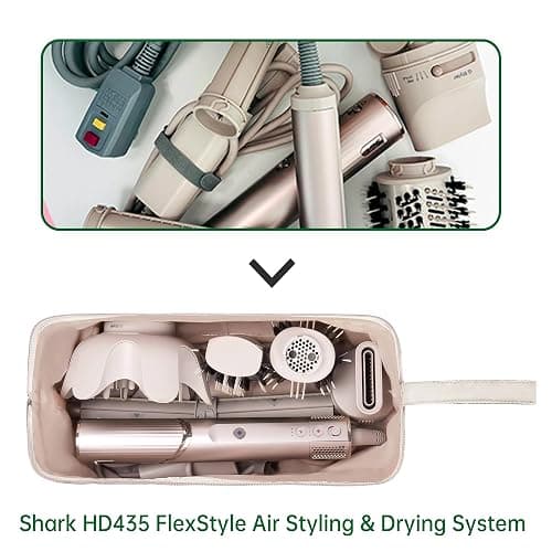KarSyon Shark Flex Style Case for Dyson Airwrap Hair Dryer Brush Revlon Hair Tools Travel Bag Carrying Case Flat Curling Iron Organizer (Beige) thumbnail 6