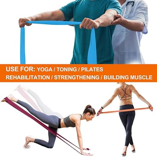 A AZURELIFE Resistance Bands,Professional Long Non-Latex Elastic Stretch Bands,Exercise Bands for Physical Therapy, Yoga, Pilates, Rehab, at-Home or The Gym Workouts, Strength Training thumbnail 6