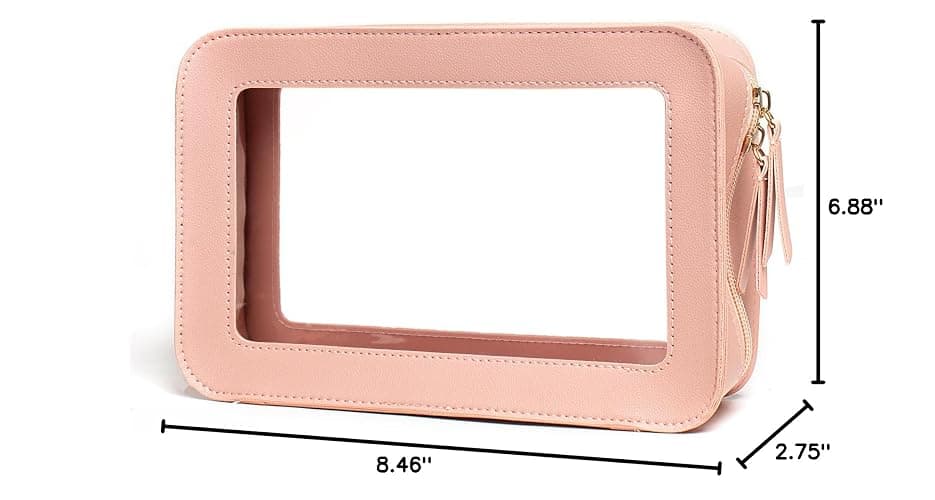 LETGO Clear Makeup Bags, TSA Approved Toiletry Bag with Zipper, Makeup Organizer for Carry-on Travel Essentials, Car Accessories Organizers Storage for Women Men (Clear-Pink) thumbnail 3