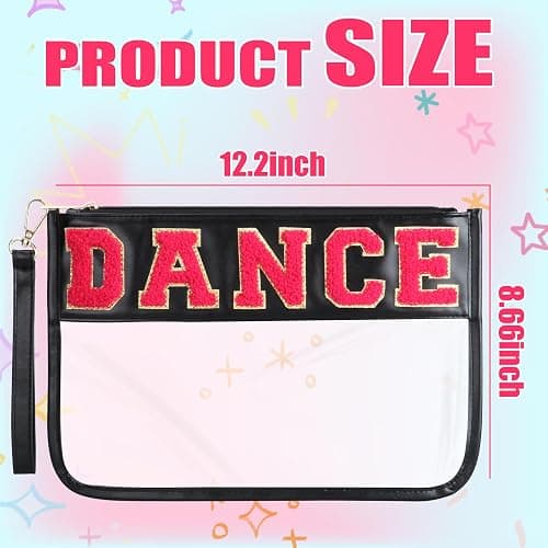 BuyCard Dance Recital Gifts, Clear Makeup Letter Bag, Chenille Letter Patch Cosmetic Bag, Dance Competition Gift, Toiletry Pouches with Zipper, Waterproof Travel Purse for Girl Women Appreciation thumbnail 3