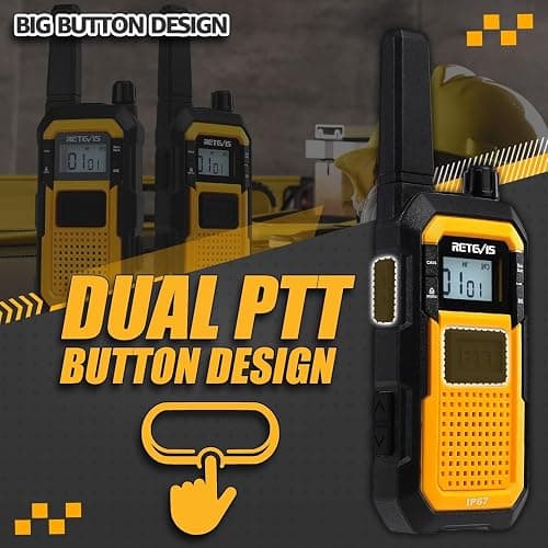 Retevis RB48 Waterproof Walkie Talkies, Heavy Duty Two Way Radio, Advanced Triple Proof, Vibration Call, USB-C, SOS,2000mAh, NOAA, 2 Way Radio(2 Pack) Yellow thumbnail 5
