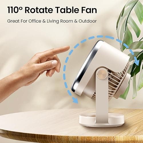 BURLAN Quiet Desk Fan for Bedroom, Battery Powered Personal Fan Portable | Rechargeable Air Circulator 110° Tilt Oscillating Fan for Indoor Outdoor Camp Travel,10-Inch, 4-Speed, 70ft Strong Airflow thumbnail 7