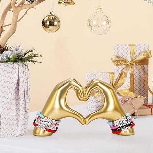 DOVDOV Heart Hand Sculpture, Gold Shelf Decoration Aesthetics for Room Bookshelf Coffee Table Dining Table Centerpiece, Birthday Gift and Memorial Gift for Women, Girlfriend Girls Mom. thumbnail 4