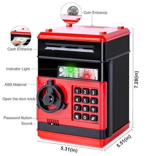 Refasy Piggy Bank Cash Coin Can ATM Bank Electronic Coin Money Bank for Kids Age 3-12, Money Savings Box Mini ATM Coin Bank Toys Gifts for 3 4 5 6 7 8 9 10 11 12 Year Old Boys Girls thumbnail 3