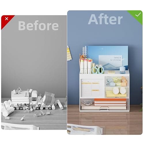 Marbrasse Desk Organizer with 3 Drawer, Multi-Functional Pencil Pen Holder for Desk, Desk Organizers and Accessories with 4 Compartments, Desktop Organizer Storage for Office Home Art Supplies (White) thumbnail 7