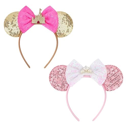 DRESHOW Mouse Ears Bow Headbands Glitter Party Decoration Cosplay Costume for Women - Image 1