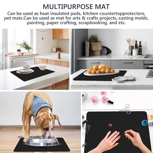 Gartful 2 Pack Silicone Crafting Mats, 15.7" x 11.8" Silicone Mat for Crafts, Large Heat Resistant Sheet for Jewelry Casting, Epoxy Resin, Painting, Counter Table Protector, Placemat, Nonstick, Black thumbnail 6