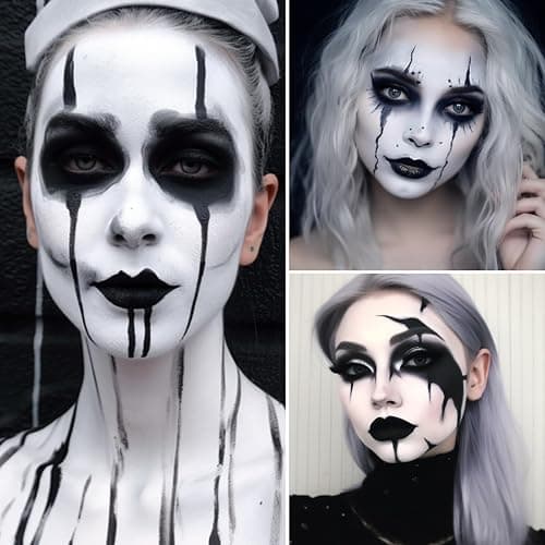 BADCOLOR White Face Body Paint Eye Black Stick for Adults Children Softball Football Baseball Sports , Non-Toxic Hypoallergenic for Halloween SFX Makeup Cosplay Skeleton Clown Costume Parties thumbnail 6