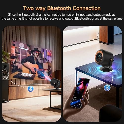 Mini Projector with WiFi and Bluetooth, Portable Projector Native 1080P Support 4k with 180° Adjustable Stand, Max 180" Display Proyector Built-in Speakers thumbnail 4
