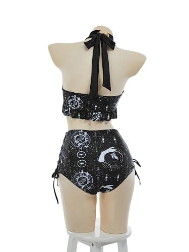 MEOWCOS Goth Bikini Swimsuit Witch Bathing Suit Dark Style Star Moon Gothic Swimsuit thumbnail 4