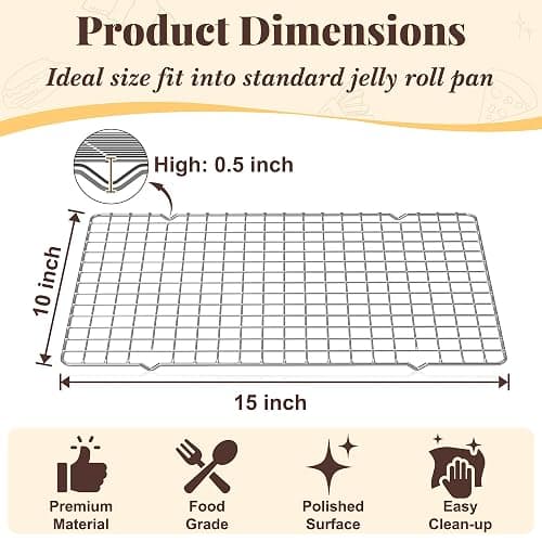 Cooling Racks for Cooking and Baking - 2 PCS 10" x 15" Grid Wire Baking Rack for Oven Cooking, Baking, Grilling, Roasting - Dishwasher Safe Bacon Rack - Fits Jelly Roll Cookie Sheet Pan thumbnail 2