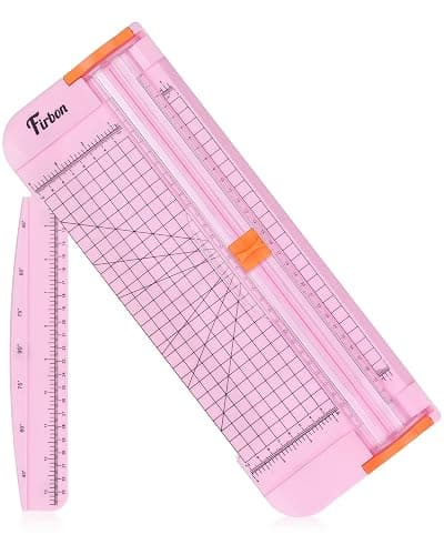 Firbon A4 Paper Cutter 12 Inch Titanium Straight Paper Trimmer with Side Ruler for Scrapbooking Craft, Paper, Coupon, Label, Cardstock(Pink) - Image 1