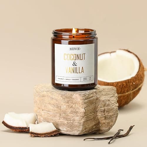 AOOVOO Coconut Vanilla Candles - 9 oz Scented Candles, Aromatherapy Candle, Soy Candle for Home Scented thumbnail 2