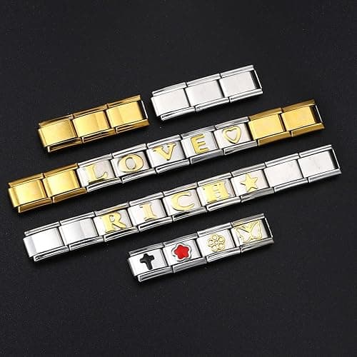 GEMOSA 9mm Italian Charm Bracelet Starter Set, Stainless Steel Classic Link Bracelet for Women Men, Adjustable 6.75-8 inch, 18+3 Links with Connector Tool – Multiple Colors thumbnail 3