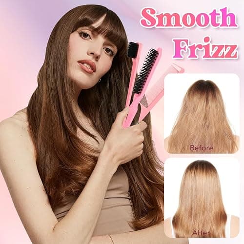 Hair Wax Stick, Slick Back Hair Brush, Wax Stick for Flyaways, Rat Tail Comb Edge Brush Styling Tool Set Accessories for Women Girls(Pink) thumbnail 4