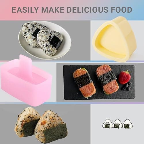3 Pack Musubi Press Kit with Onigiri Mold，Non-Stick Sushi Maker for Bento Boxes, Kid Lunch & Homemade Musubi (Easy Demold) thumbnail 4