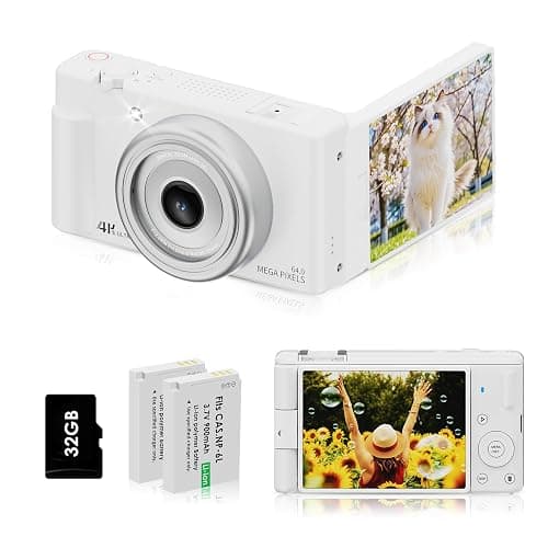 4K Digital Camera for Photography 64MP Vlogging Camera for YouTube Video 2.8'' 270° Flip Screen Travel Cameras 16X Zoom Cameras with 32GB Card, 2 Batteries - Image 1