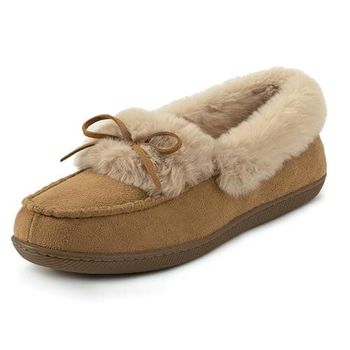 RockDove Women's Faux Fur Lined Micro Suede Moccasin Slipper - Image 1