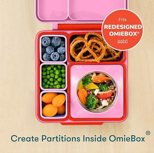 OmieBox (2 Pack) Leakproof Dips Containers to Go, Salad Dressing Container, Condiment Container with Lids - Food Safe Silicone - 4 Ounces (Pink/Purple) thumbnail 5