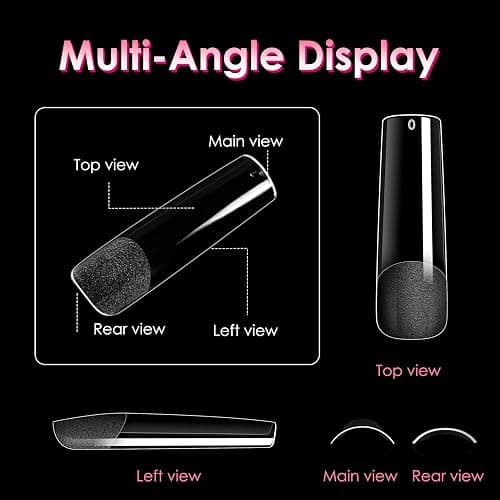 Ranrose Long Straight Nails Tips,240PCS Full Cover Soft Gel Nail Tips for Acrylic Nails Professional 12 Size Pre-shaped XXL Straight Shape False Nail Half Matte Fake Nail for Press On Nail Extensions thumbnail 2