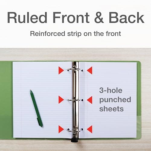 Oxford Reinforced Filler Paper, 8.5 x 11 Inch, College Rule, 3 Hole Punched, Lined Loose Leaf Paper for Ring Binders, 100 Sheets, White (1002097) thumbnail 5