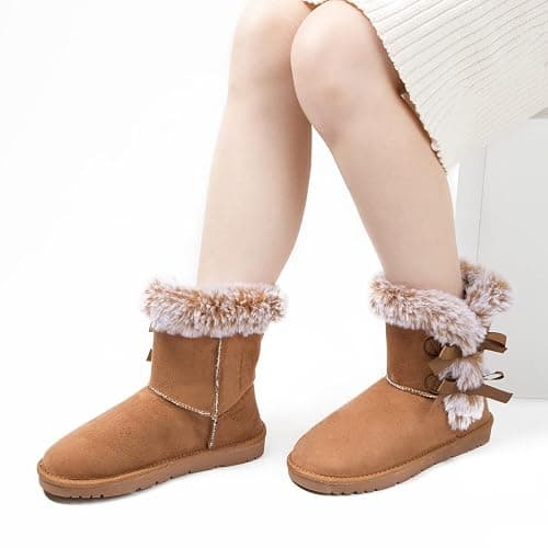 WFL Women Snow Boots Classic Mid-calf Fur Lining Fashion Winter Boots thumbnail 6