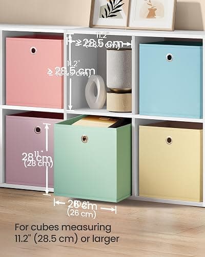 SONGMICS Storage Cubes, Set of 6 Odorless Foldable Storage Boxes, 10.2 x 10.2 x 11 Inches, Closet Organizers for Shelf, Rainbow Storage Bins, Colorful Fabric Bins for Bedroom, Living Room URFB226X01 thumbnail 2