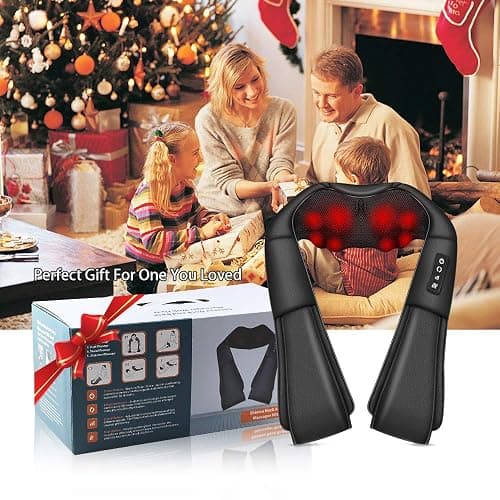 Neck Massager with Heat – 3D Deep Tissue Shiatsu, Portable for Pain Relief, Ideal for Neck Back Shoulders Legs, Home Office Car Gift for Women Men – by iKristin (Black) thumbnail 7