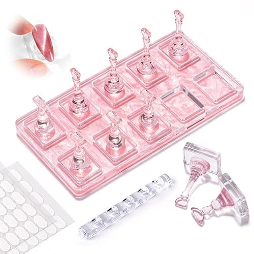 MelodySusie Nail Stand for Press Ons Non-Magnetic Large Acrylic Base, Pink | Cat Eye Friendly, Residue-free Tape, Fit LED/UV Lamps, Nail Tips, For DIY Salon Practice Painting Display, Beginners & Pros - Image 1