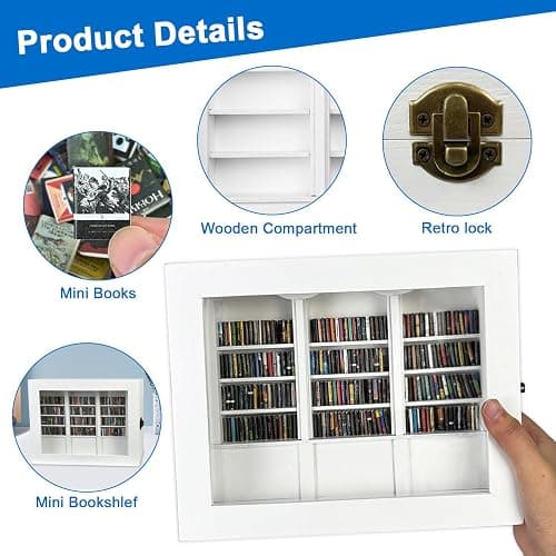 SIHPTO Anxiety Mini Bookshelf Decoration Box with 300pcs Mini Books，Miniature Library for Book Lovers for Family and Friends，End of Year Gifts for Children thumbnail 5