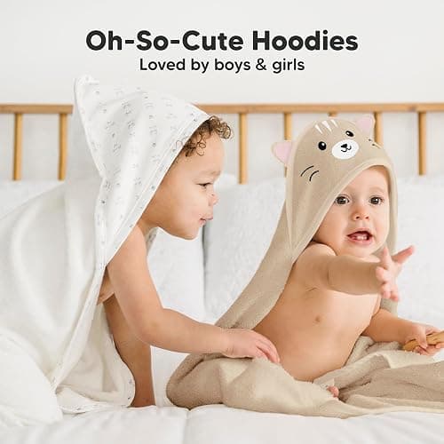 KeaBabies Hooded Baby Towel for Newborn - Viscose Derived from Bamboo Large Baby Bath Towels with Hood for Boys, Girls, Toddler, Extra Absorbent & Soft Newborn Bath Essentials (Cat, Petite) thumbnail 7