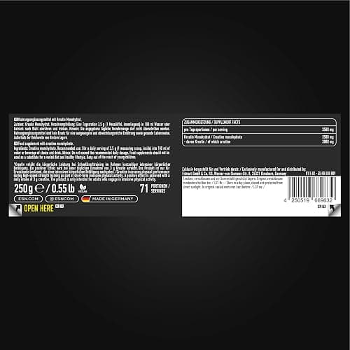 ESN Ultrapure Creatine Monohydrate, 250 g, 71 Portionen, Creatin Pulver, mikrofein & optimal löslich, vegan - made in Germany (Design kann variieren) thumbnail 4