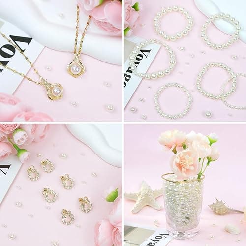 NUKAYAI 2500Pcs 4mm Small Pearl Beads for Jewelry Making, Tiny Charm Loose White Pearl Beads for Bracelets, Mini Acrylic Fake Round Pearls with Hole for Necklace, Earring, Vase Fille, DIY Craft thumbnail 6