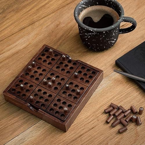 Iron & Glory Wooden Sudoku Board Game - Wooden Sudoku Puzzle - Brain Teaser Games For Adults - Portable Travel Games - Family Board Game - Puzzle Gifts For Men - Wood Pegs & Guide thumbnail 4